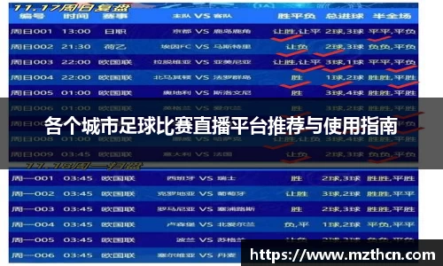 各个城市足球比赛直播平台推荐与使用指南